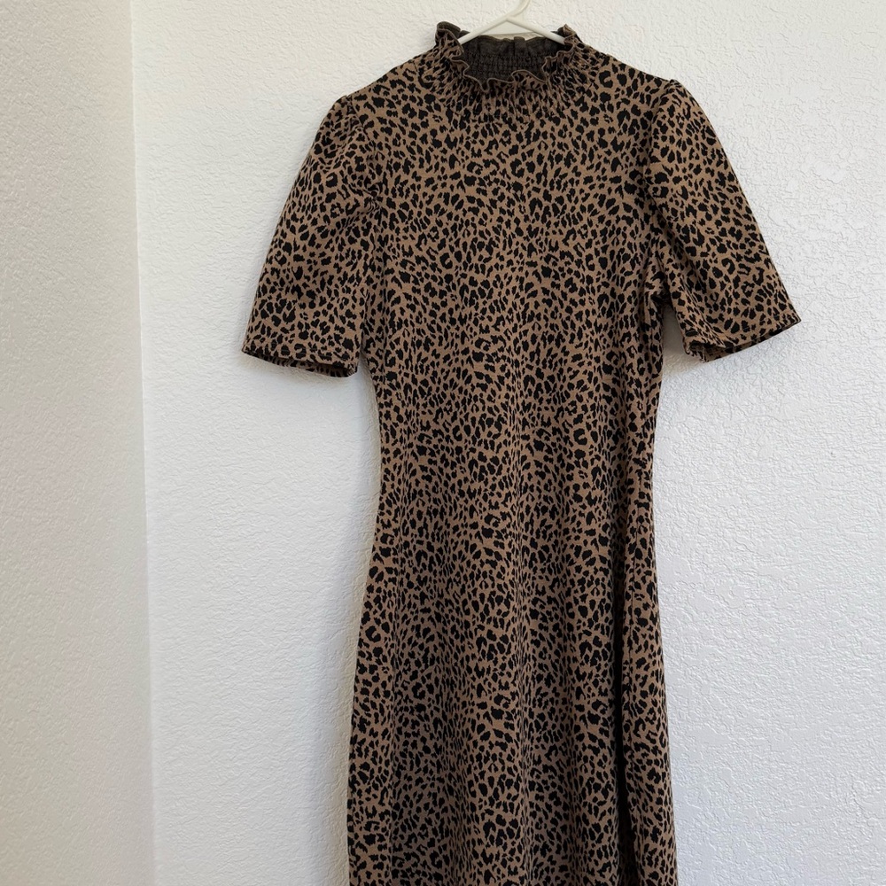 DownEast Brown and Black leopard pattern size Medium Midi Dress